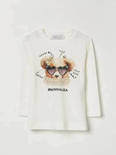 Monnalisa Kids' T-shirt St.teddy Jersey Jersey Cotone Stretch In White