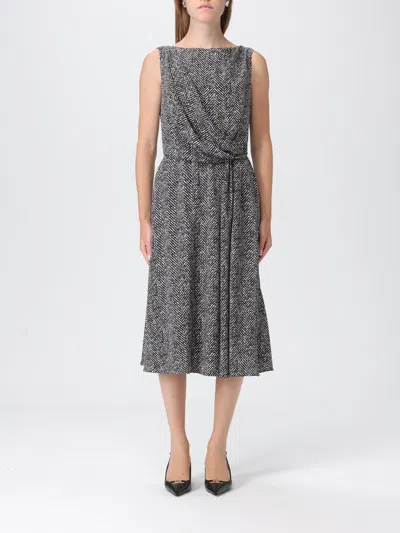 Dolce & Gabbana Chevron Print Heavy Crepe Cocktail Dress In Gray