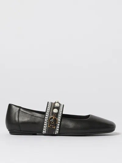 Pinko Leather Ballerinas In Black