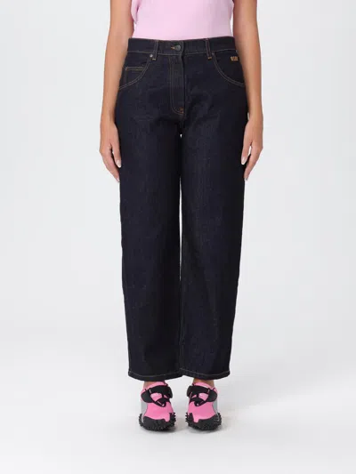 Msgm Ankle Cut Denim Jeans In Blue