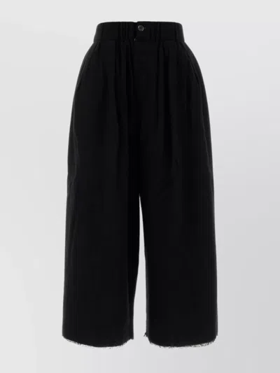 Uma Wang Wool Blend Bermuda Shorts Featuring Pockets In Black