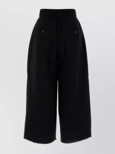 Uma Wang Wool Blend Bermuda Shorts Featuring Pockets In Black
