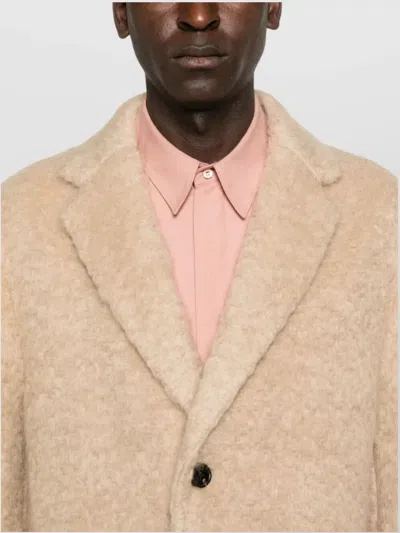Dries Van Noten Beige Mohair Coat In Neutral