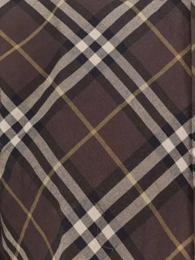 Burberry Long Sleeve Button-down Shirt With Plaid Design In Brown