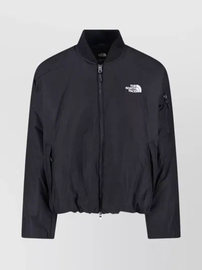 The North Face Relaxed Fit Jacket With Ribbed Collar And Pockets In Blue