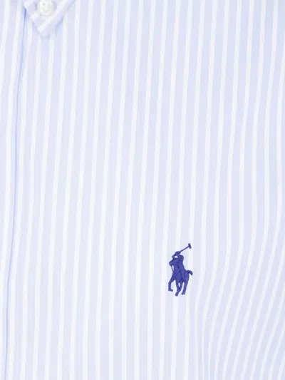 Polo Ralph Lauren Icon Logo Estate Collar Slim Fit Stripe Poplin Dress Shirt In Blue