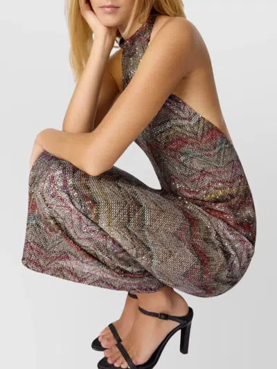 Missoni Halter Neck Mini Dress With Open Back In Brown