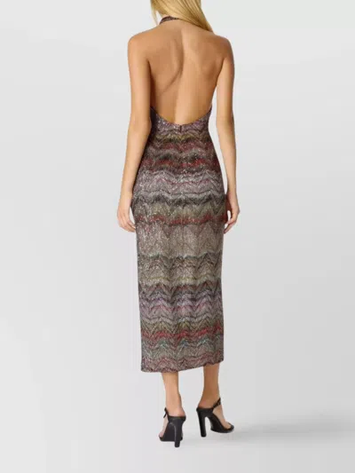 Missoni Halter Neck Mini Dress With Open Back In Brown