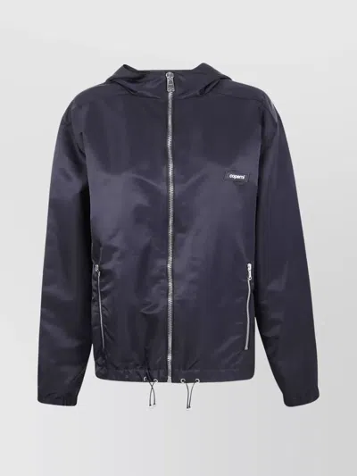 Coperni Hooded Jacket With Side Pockets And Elastic Hem In Blue