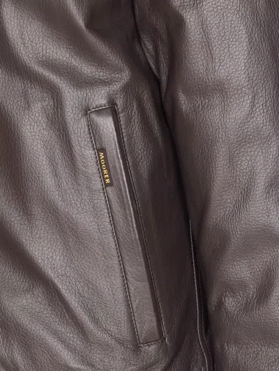 Moorer High Neck Jacket Fur Collar In Brown