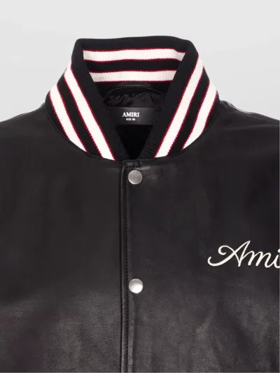 Amiri Leather Jacket With Elasticized Collar And Cuffs In Black
