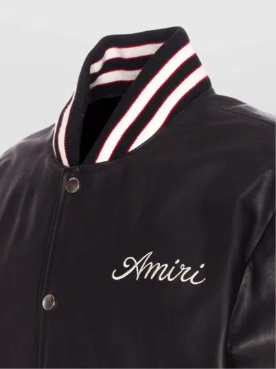 Amiri Leather Jacket With Elasticized Collar And Cuffs In Black