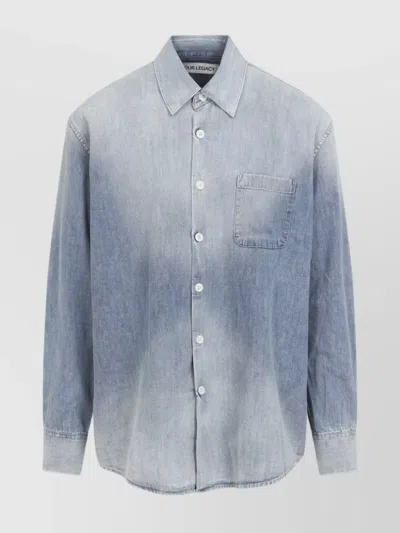 Our Legacy Long Sleeve Shirt With Chest Pocket Design In Blue