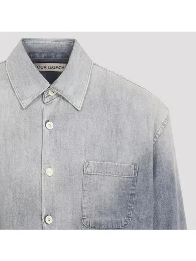 Our Legacy Long Sleeve Shirt With Chest Pocket Design In Blue