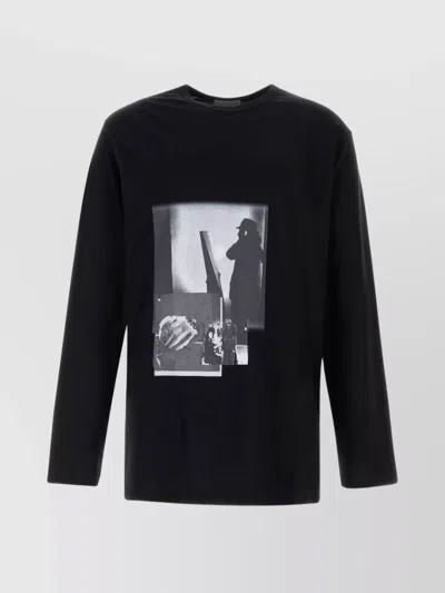 Yohji Yamamoto Oversized Graphic Print Long Sleeve T-shirt In Black