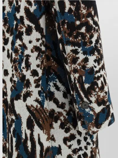 Missoni Long Animal Print Coat Featuring Pockets In Black