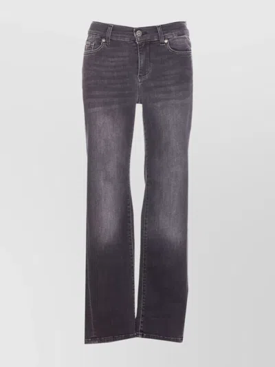 Liu •jo Faded Trousers With Belt Loops And Rivets In Gray