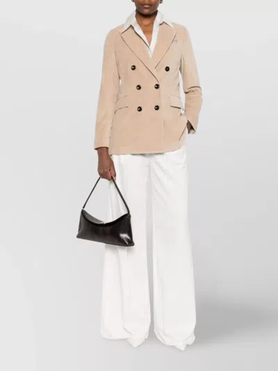 Circolo 1901 Double-breasted Cotton Jacket Featuring Flap Pockets In White