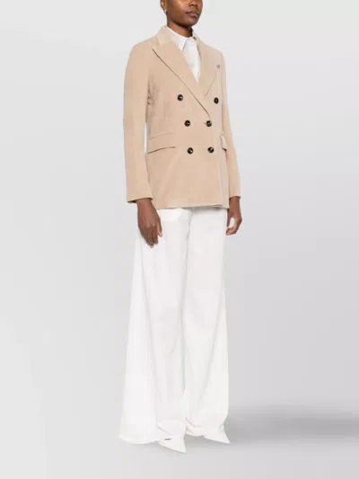Circolo 1901 Double-breasted Cotton Jacket Featuring Flap Pockets In White