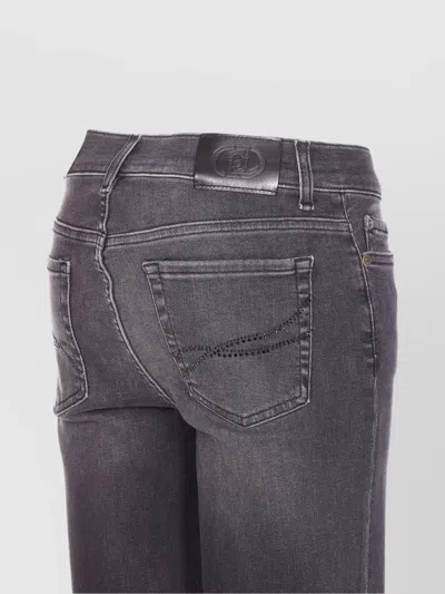 Liu •jo Faded Trousers With Belt Loops And Rivets In Gray