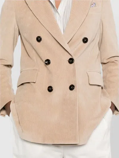 Circolo 1901 Double-breasted Cotton Jacket Featuring Flap Pockets In White