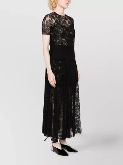 Ermanno Scervino Floral Lace Short Sleeve Top In Black