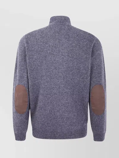 Barbour Elbow Patch Long Sleeve Knit Sweater In Blue