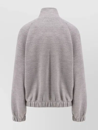 Max Mara Sweatshirt In Double Wool And Cotton Jersey In Gray