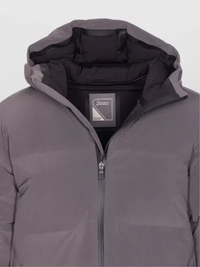 Herno Grey Down Jacket Zip Closure On The Front In Gray