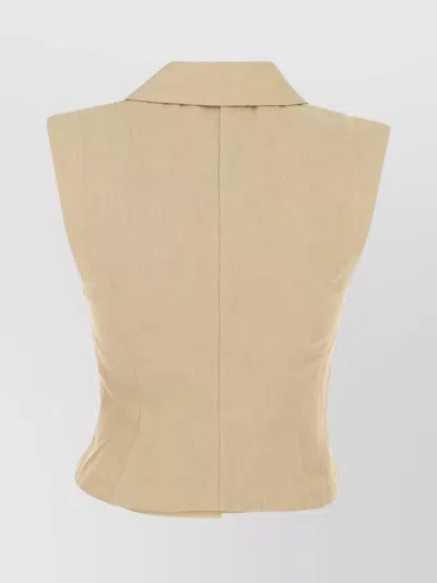 Le Kasha Tailored Sleeveless Vest Notched Lapel In Neutral