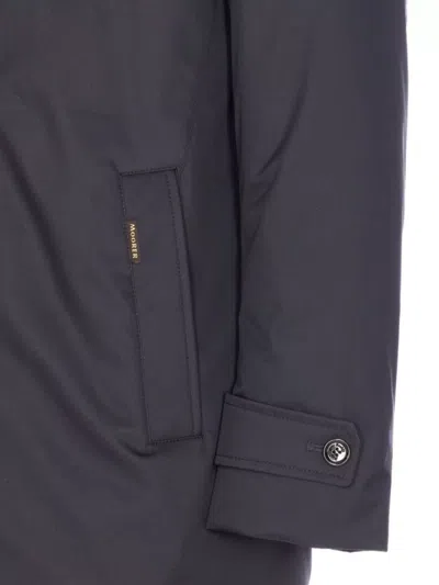 Moorer High Neck Padded Jacket With Cuff Straps In Blue