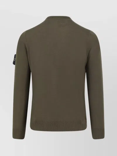 Stone Island Crew Neck Sweater Ribbed Cuffs In Animal Print