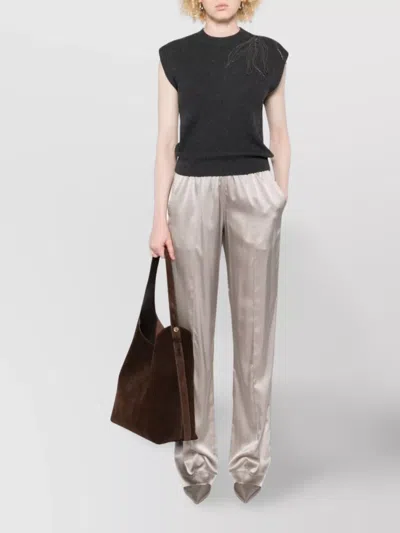 Brunello Cucinelli Cashmere Sleeveless Tank Top Ribbed Texture In Gray