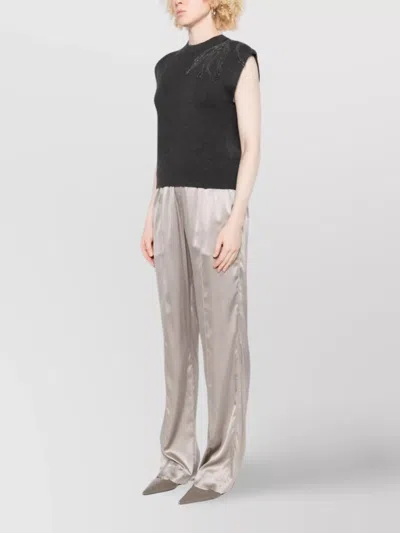 Brunello Cucinelli Cashmere Sleeveless Tank Top Ribbed Texture In Gray