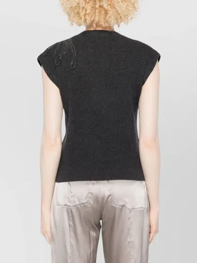 Brunello Cucinelli Cashmere Sleeveless Tank Top Ribbed Texture In Gray
