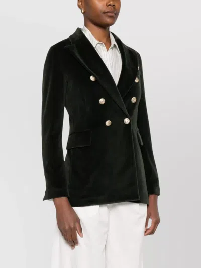 Circolo 1901 Double-breasted Velvet Jacket Featuring Pockets In Black