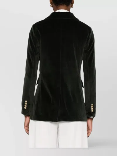 Circolo 1901 Double-breasted Velvet Jacket Featuring Pockets In Black