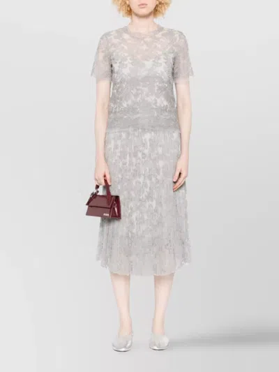 Ermanno Scervino Midi Skirt With Floral Lace Overlay In Multi