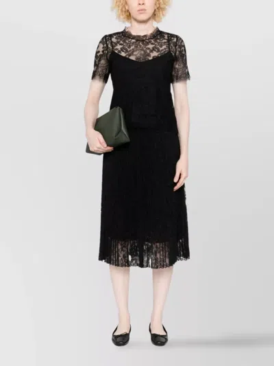 Ermanno Scervino Midi Skirt With Lace Overlay Design In Black
