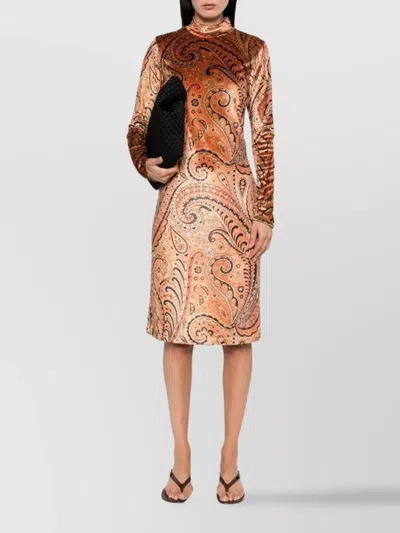 Etro Paisley Print Dress In Orange