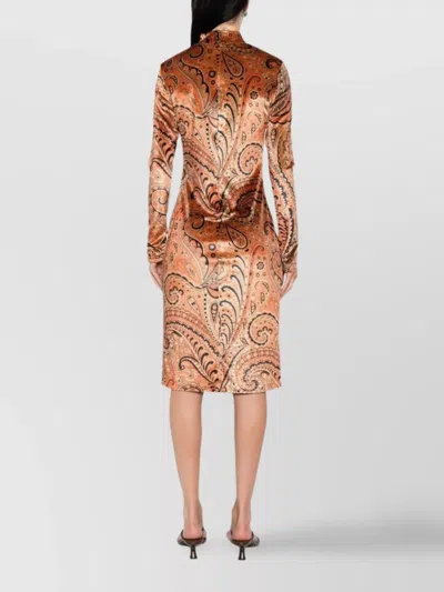 Etro Paisley Print Dress In Orange