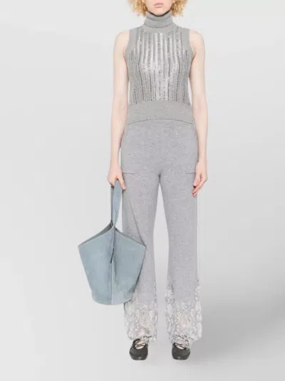 Ermanno Scervino Metallic Turtleneck Sleeveless Tank Top In Gray