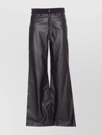 Liu •jo Wide Leg Faux Leather Trousers With Pockets In Black