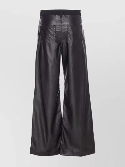 Liu •jo Wide Leg Faux Leather Trousers With Pockets In Black