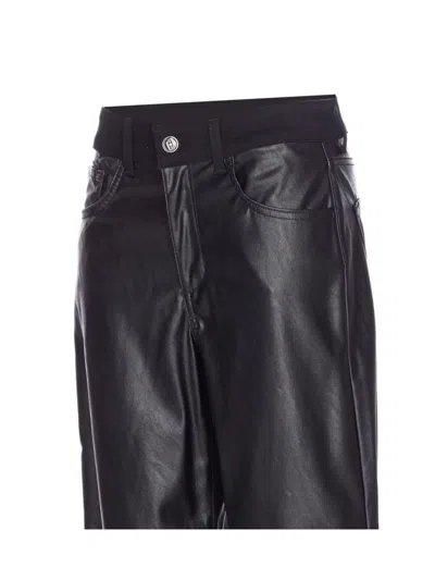 Liu •jo Wide Leg Faux Leather Trousers With Pockets In Black