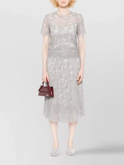 Ermanno Scervino Floral Lace Round Neck Sheer Top