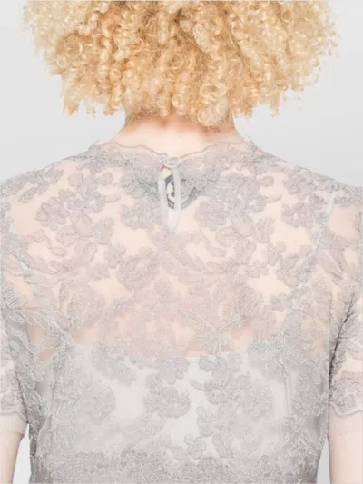 Ermanno Scervino Floral Lace Round Neck Sheer Top