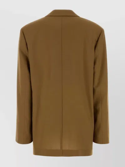 Alberta Ferretti Longline Polyester Blazer Featuring Button Accents In Brown