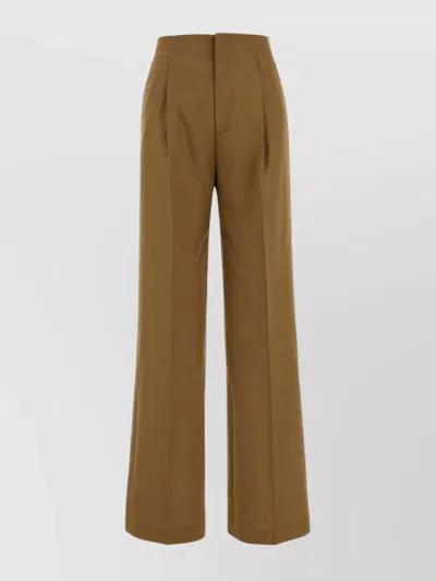 Alberta Ferretti Camel Stretch Polyester Blend Palazzo Pant In Gold