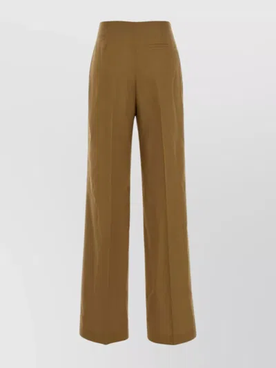 Alberta Ferretti Camel Stretch Polyester Blend Palazzo Pant In Gold